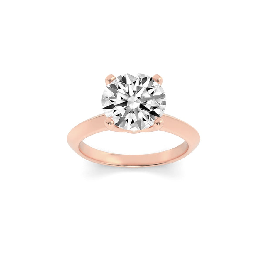 2Cttw Round Shaped Lab Grown Diamond (F/VS) KnifeEdge Shank Solitaire Engagement Ring in 14K Gold