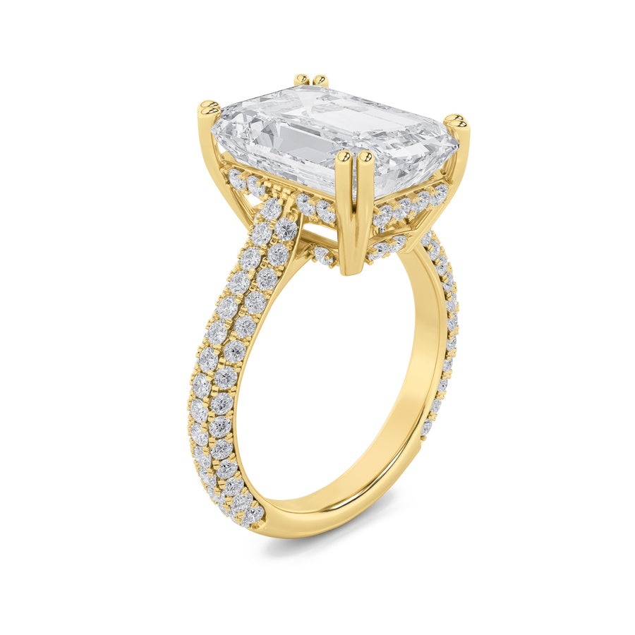 8Cttw Emerald Shaped Lab Grown Diamond (F/VS) BoldAccented Engagement Ring in 14K Gold