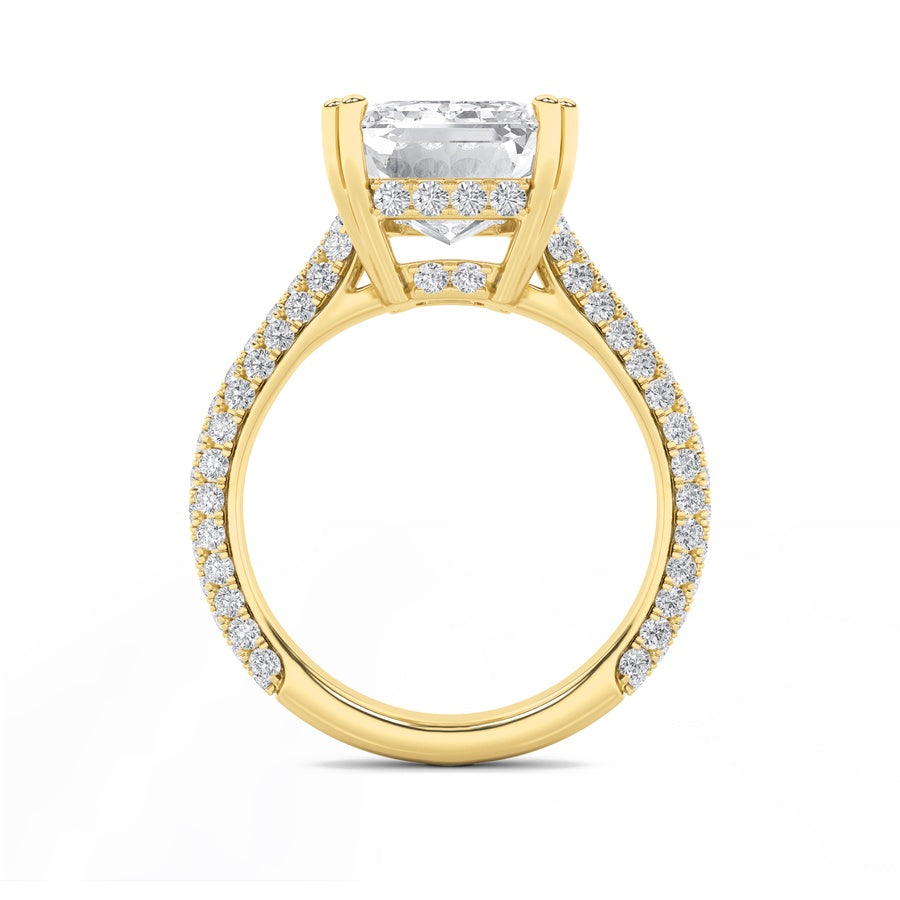 8Cttw Emerald Shaped Lab Grown Diamond (F/VS) BoldAccented Engagement Ring in 14K Gold