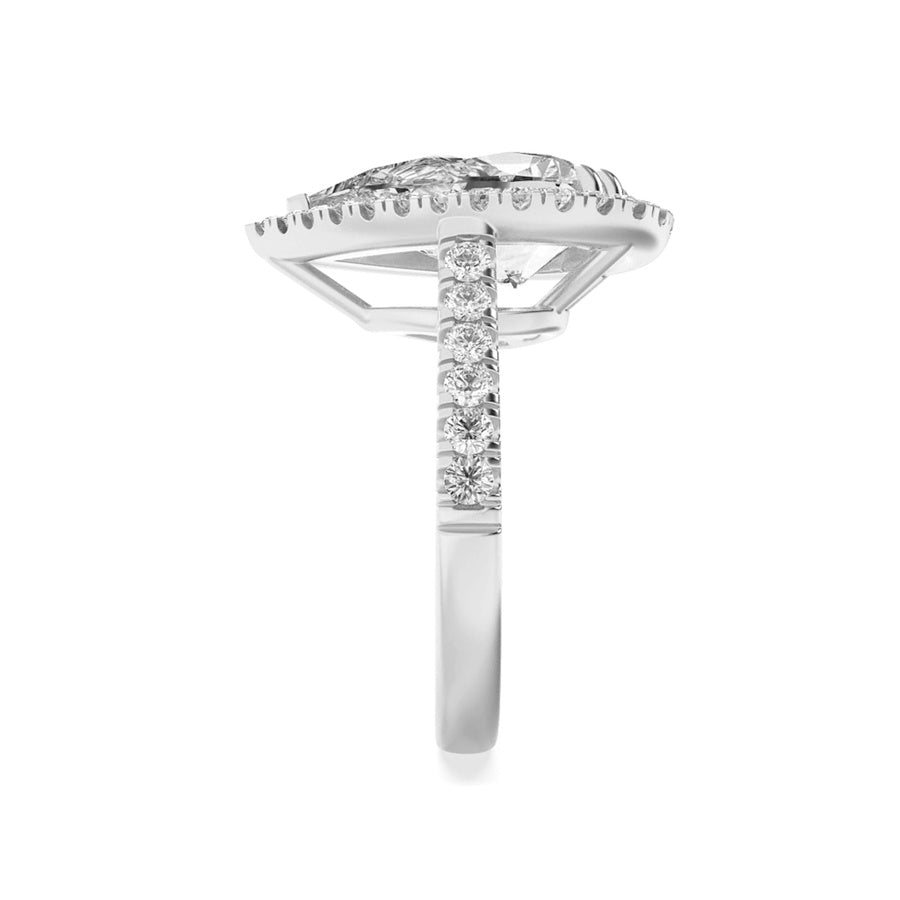6.25Cttw Pear Shaped Lab Grown Diamond (F/VS) BoldAccented Engagement Ring in 14K Gold