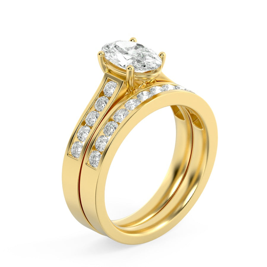 Oval Shape Channel Set Bridal Engagement Ring lab grown diamond