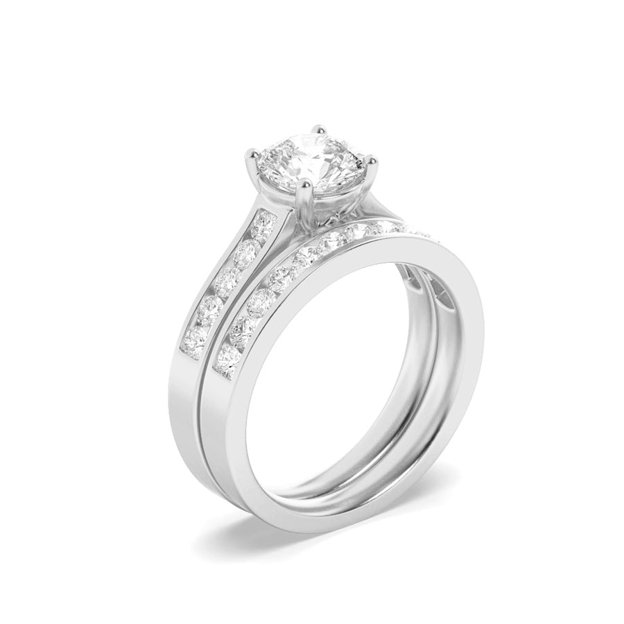 Round Shape Channel Set Bridal Engagement Ring lab grown diamond