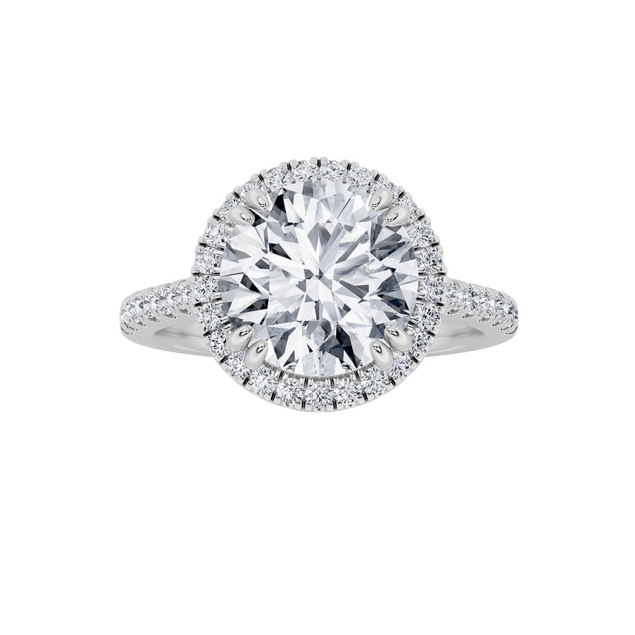 Round Shape Classic Halo Accented Engagement Ring lab grown diamond