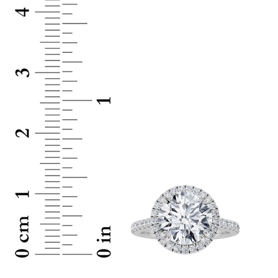 Round Shape Classic Halo Accented Engagement Ring lab grown diamond