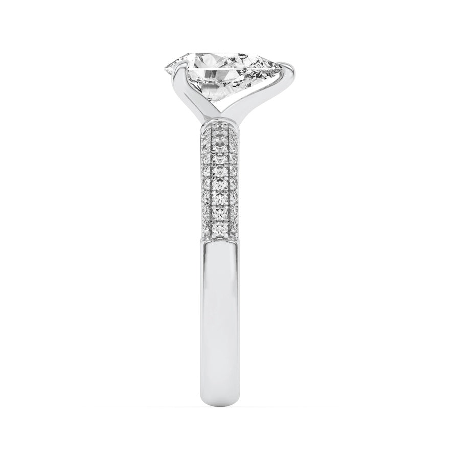 1.5Cttw Pear Shaped Lab Grown Diamond (F/VS) ThreeRow Micro Pave Engagement Ring in 14K Gold