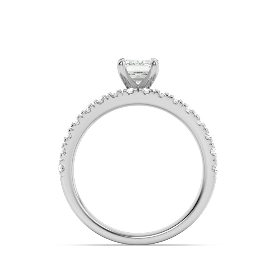 2Cttw Emerald Shaped Lab Grown Diamond (F/VS) Classic Accented  Set With Band and Engagement Ring in14K Gold
