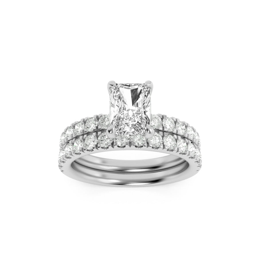 2Cttw Radiant Shaped Lab Grown Diamond (F/VS) Classic Accented Set With Band and Engagement Ring in14K Gold