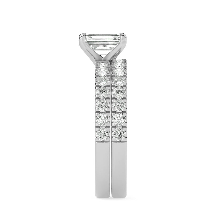 2Cttw Radiant Shaped Lab Grown Diamond (F/VS) Classic Accented Set With Band and Engagement Ring in14K Gold
