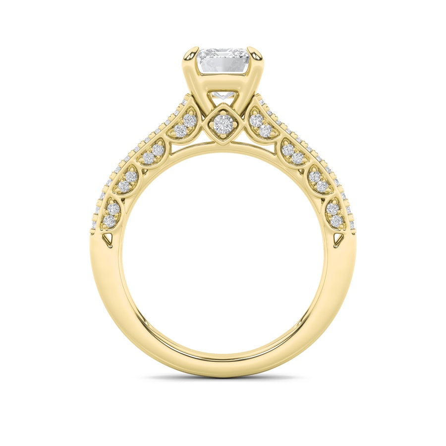 2Cttw Emerald Shaped Lab Grown Diamond (G/VS) Split Shank Accented Engagement Ring in 14K Gold
