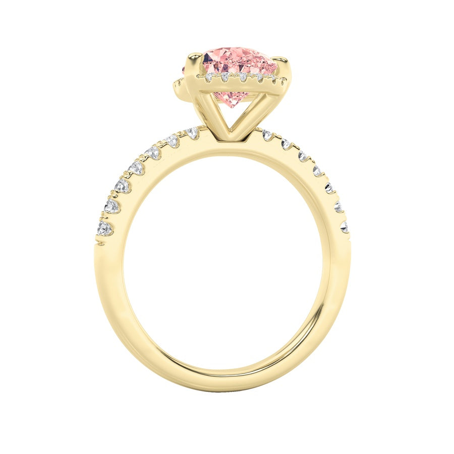 Pear Shape Halo Accented Engagement Ring lab grown diamond