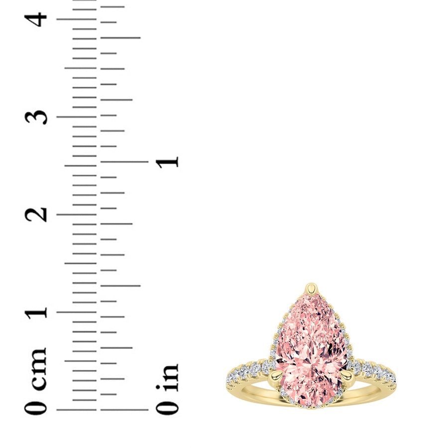 Pear Shape Halo Accented Engagement Ring lab grown diamond