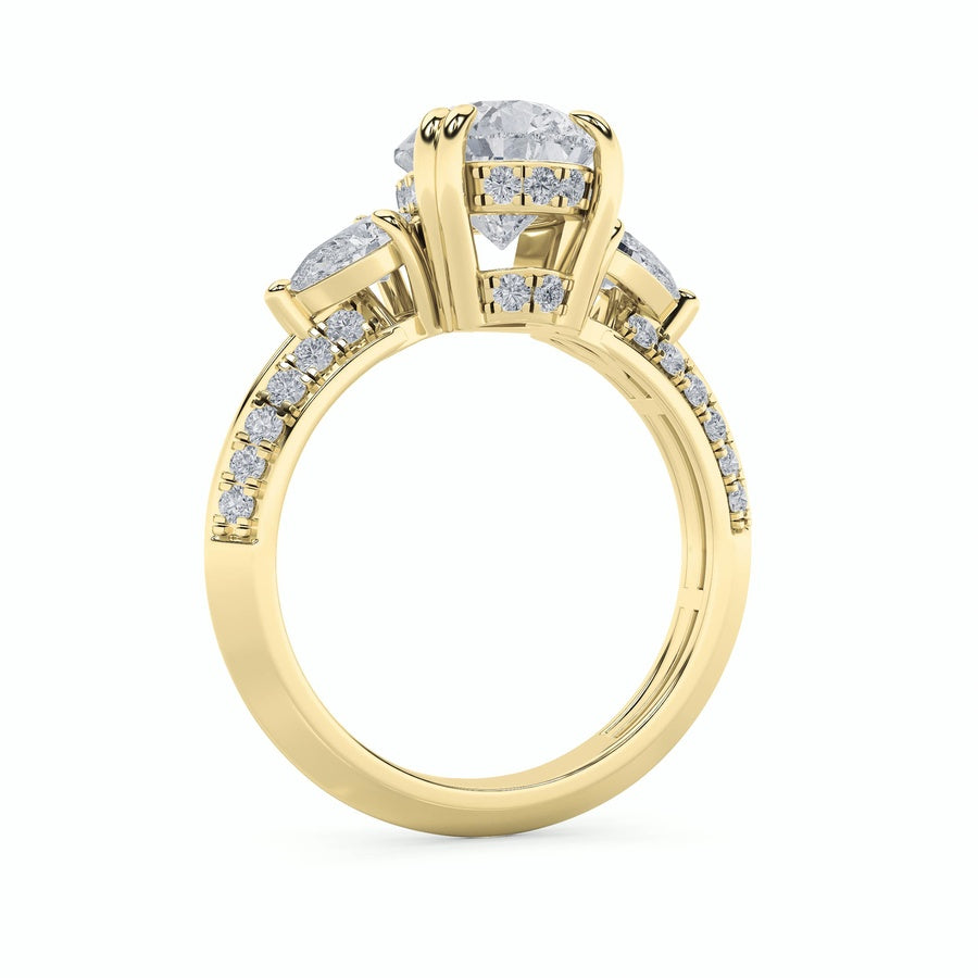 3.5Cttw Pear Shaped Lab Grown Diamond (G/VS) ThreeStone Accented Engagement Ring in 14K Gold