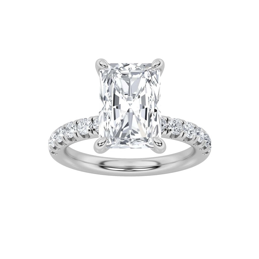 Radiant Shape Hidden Halo Accented Ring lab grown diamond