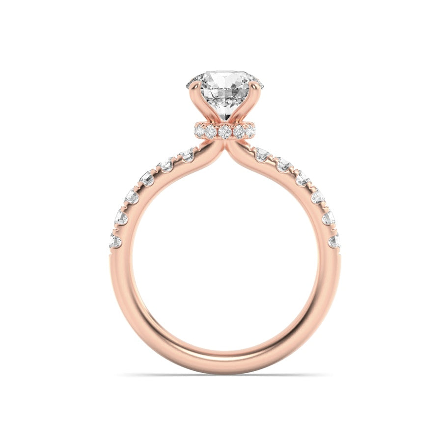 2Cttw Round Shaped Lab Grown Diamond (F/VS) HiddenHalo Accented Ring in 14K Gold
