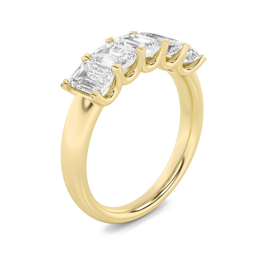 Emerald Shape Five Stone Band Ring lab grown diamond