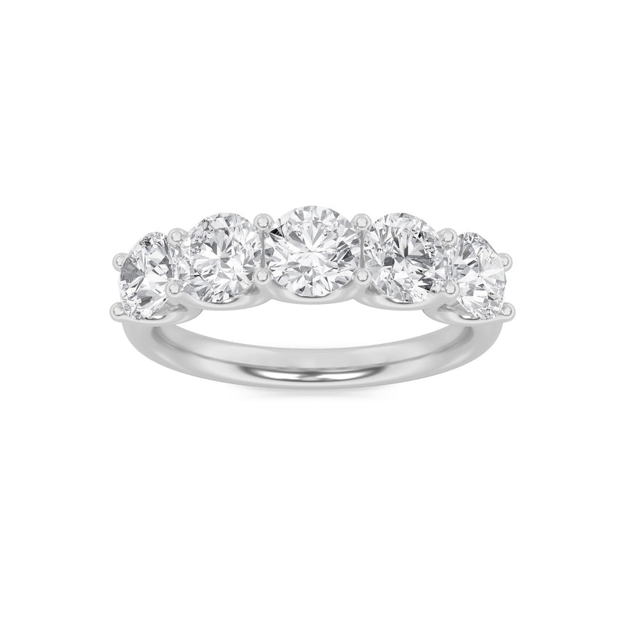 Round Shape Five Stone Band Ring lab grown diamond