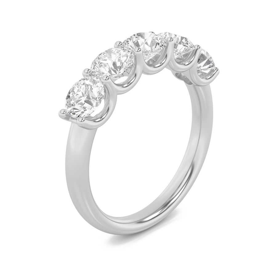 Round Shape Five Stone Band Ring lab grown diamond