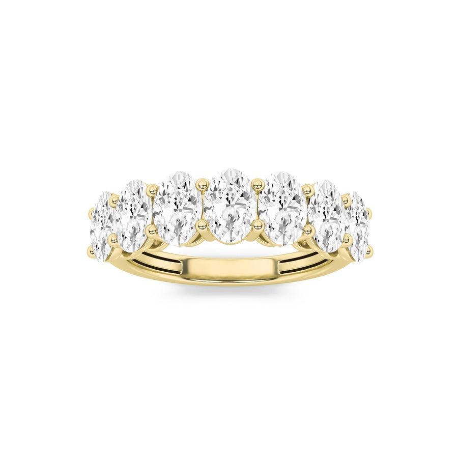 3Cttw Oval Shaped Lab Grown Diamond (F/VS) Seven Stone Band Ring in 14K Gold