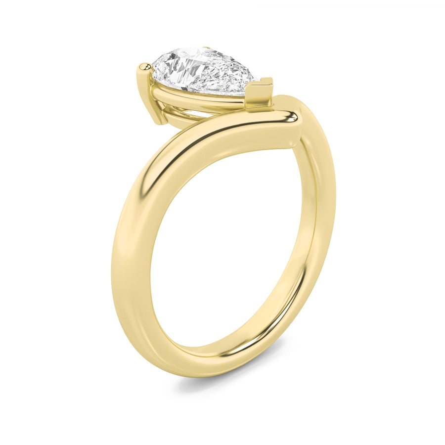 Pear Shape Chevron Solitaire Engagement Ring lab grown diamond