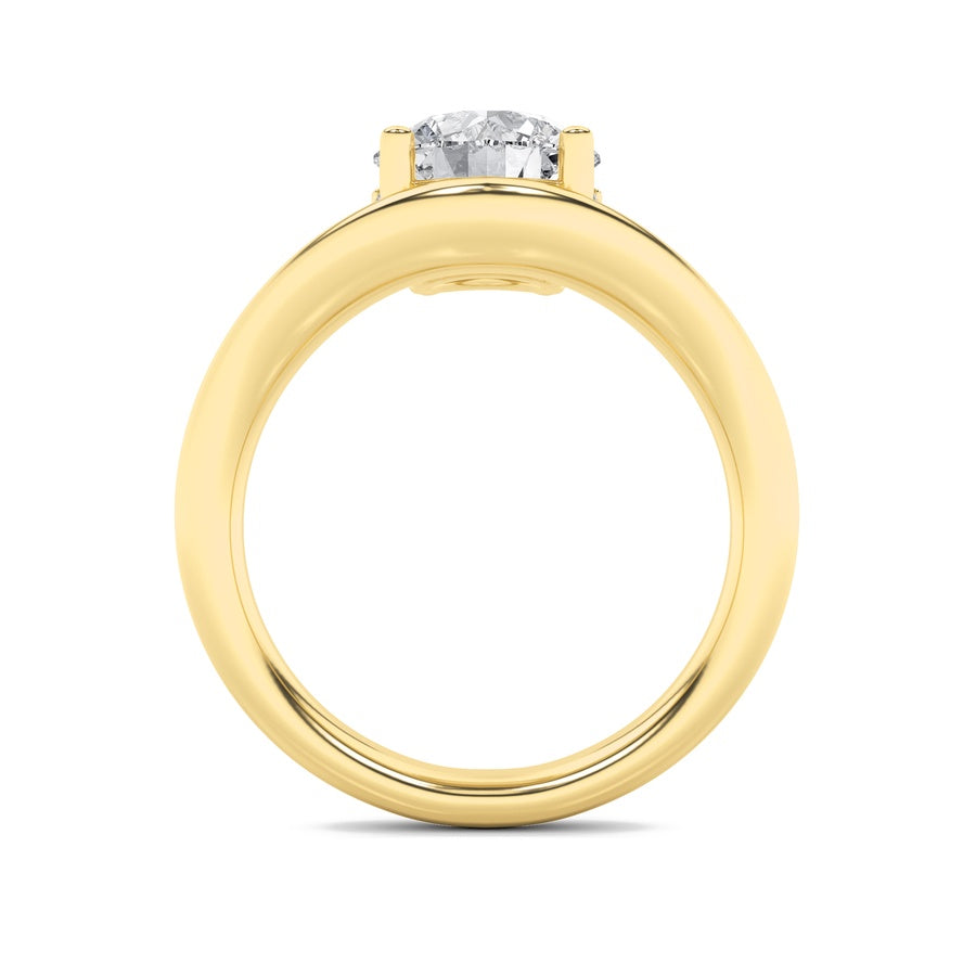 2Cttw Round Shaped Lab Grown Diamond (F/VS) Accented Solitaire Fancy Engagement Ring in 14K Gold