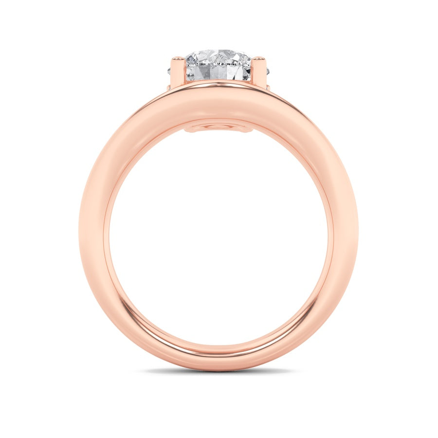 2Cttw Round Shaped Lab Grown Diamond (F/VS) Accented Solitaire Fancy Engagement Ring in 14K Gold