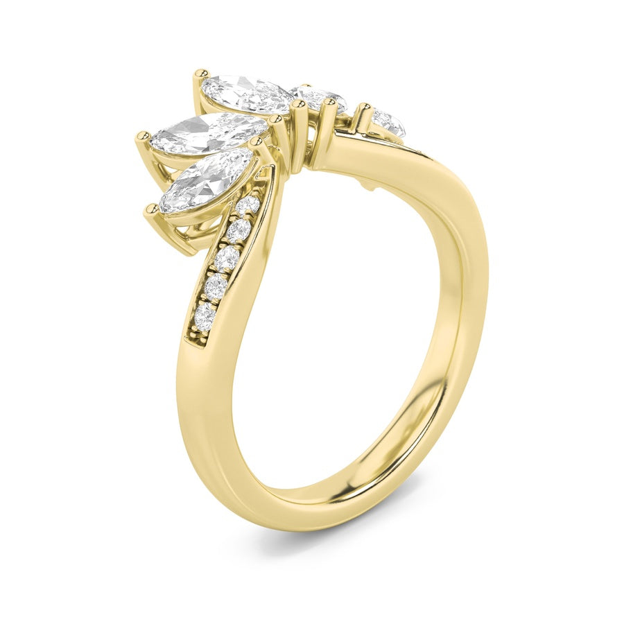 1.5Cttw Marquise Shaped Lab Grown Diamond (F/VVS)Fancy Contour Ring in 14K Gold