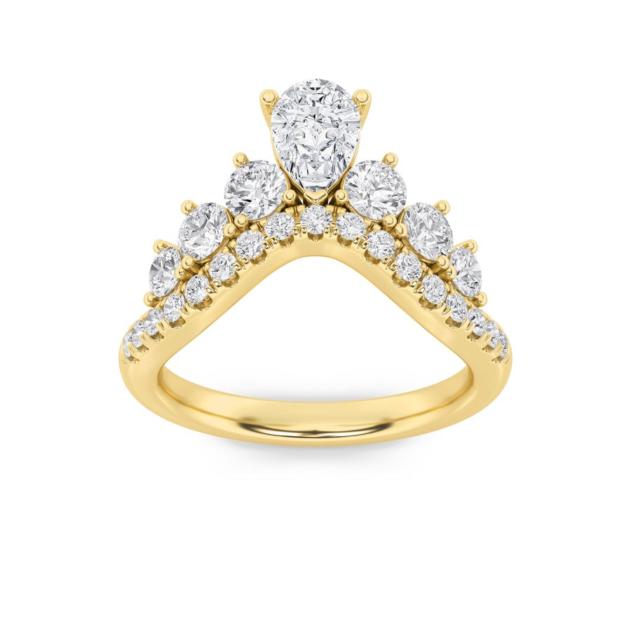 1.5Cttw Pear Shaped Lab Grown Diamond (F/VS) FancyContour Ring in 14K Gold