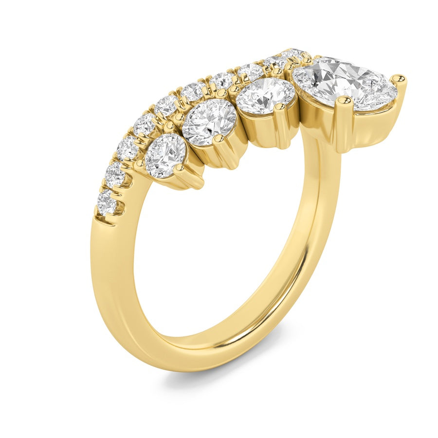 1.5Cttw Pear Shaped Lab Grown Diamond (F/VS) FancyContour Ring in 14K Gold