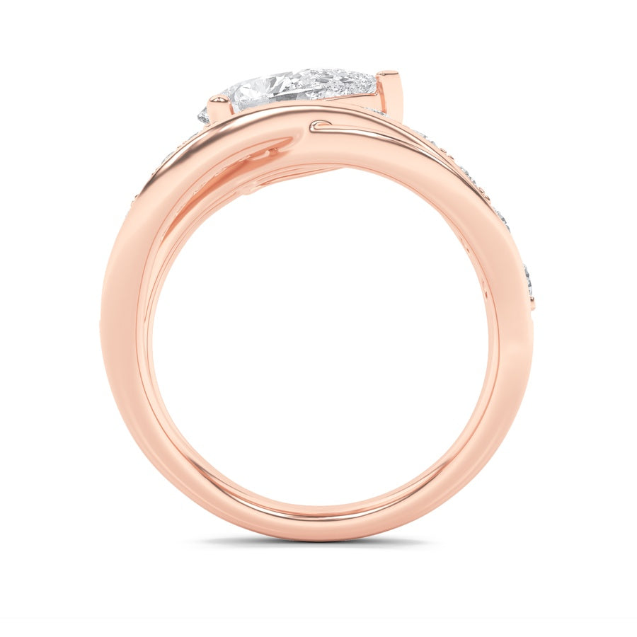 2Cttw Pear Shaped Lab Grown Diamond (F/VS) FashionAccentedEngagement Ring in 14K Gold