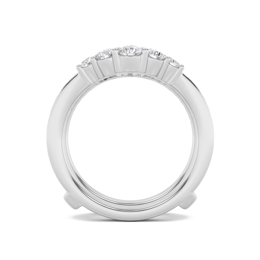 1Cttw Round Shaped Lab Grown Diamond (F/VS) InsertJacket Ring in 14K Gold