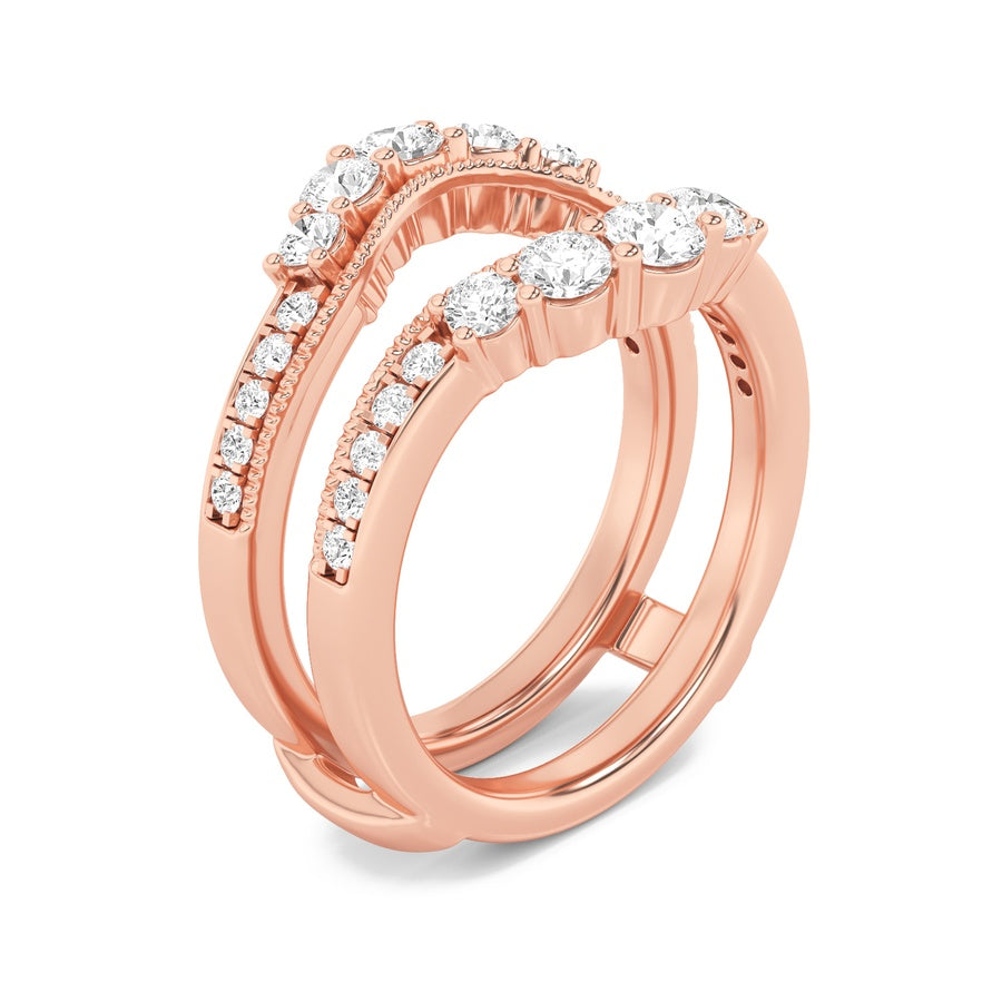 1Cttw Round Shaped Lab Grown Diamond (F/VS) InsertJacket Ring in 14K Gold