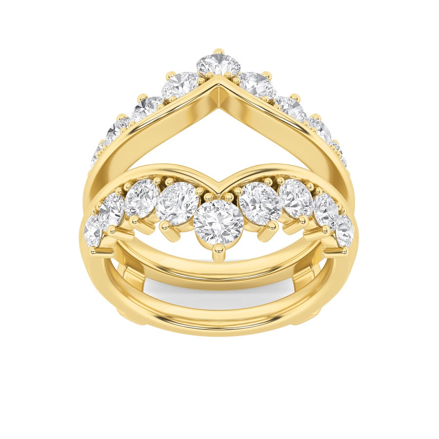2Cttw Round Shaped Lab Grown Diamond (F/VS) InsertJacket Ring in 14K Gold