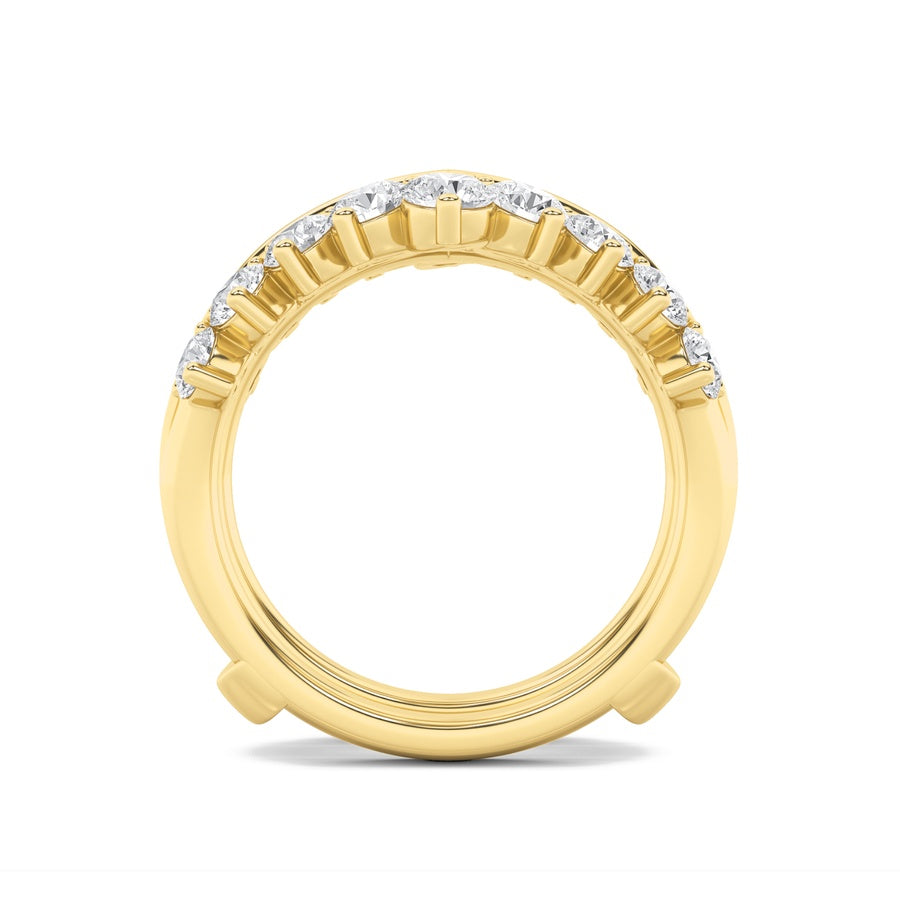 2Cttw Round Shaped Lab Grown Diamond (F/VS) InsertJacket Ring in 14K Gold