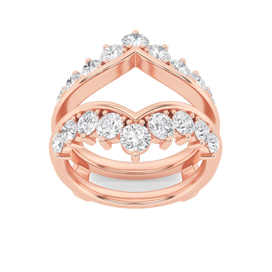 2Cttw Round Shaped Lab Grown Diamond (F/VS) InsertJacket Ring in 14K Gold