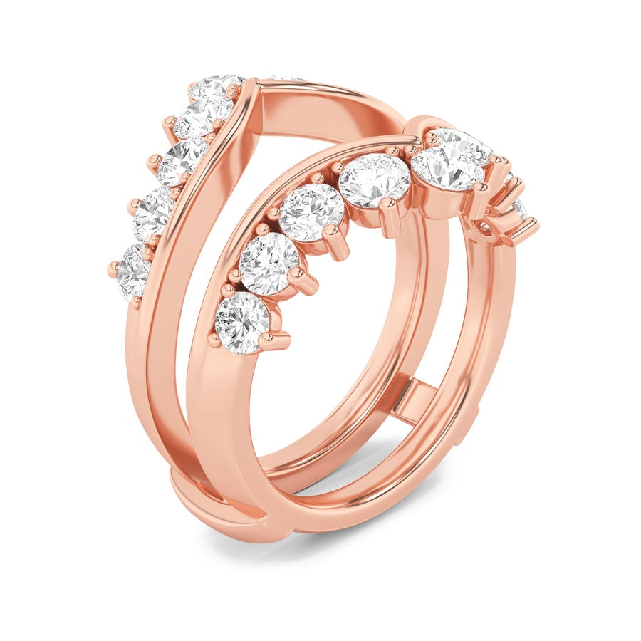 2Cttw Round Shaped Lab Grown Diamond (F/VS) InsertJacket Ring in 14K Gold