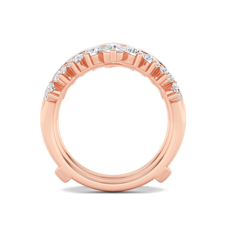 2Cttw Round Shaped Lab Grown Diamond (F/VS) InsertJacket Ring in 14K Gold