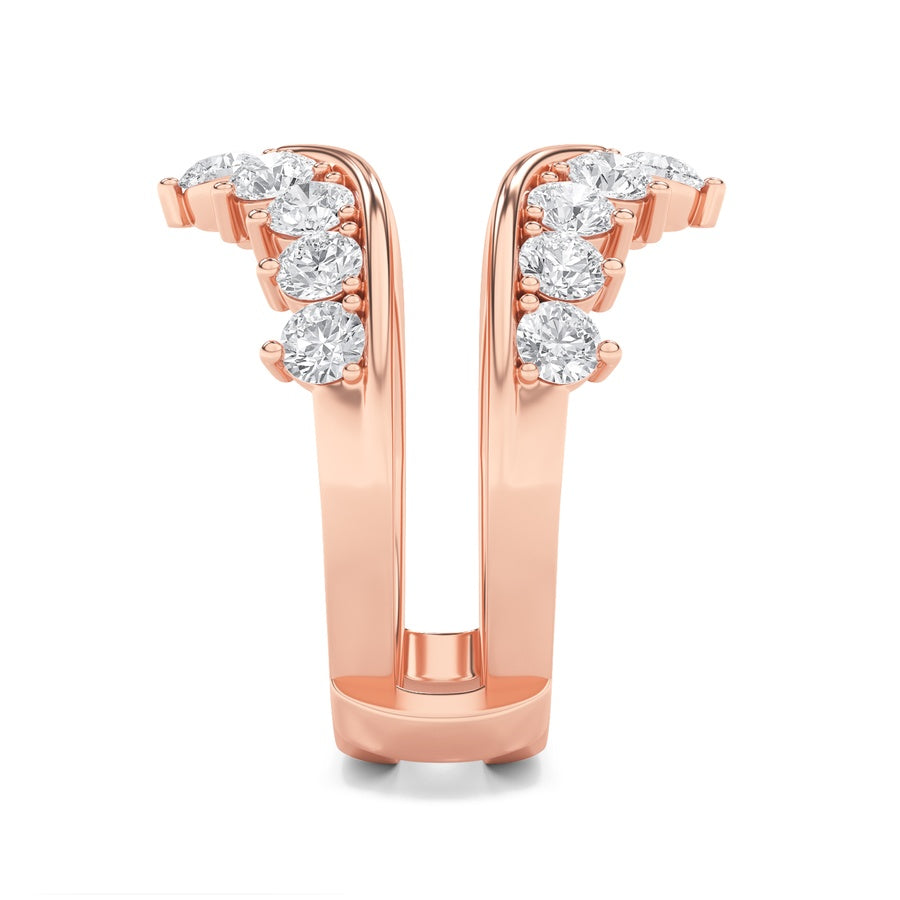 2Cttw Round Shaped Lab Grown Diamond (F/VS) InsertJacket Ring in 14K Gold