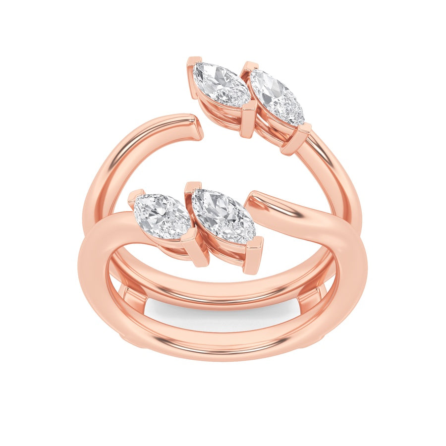 1Cttw Marquise Shaped Lab Grown Diamond (F/VS) Insert Jacket Ring in 14K Gold