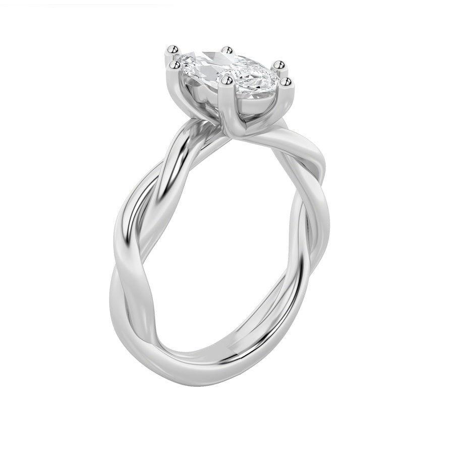 1.5Cttw Marquise Shaped Lab Grown Diamond (F/VS) Twisted Shank Solitaire Engagement Ring in 14K Gold