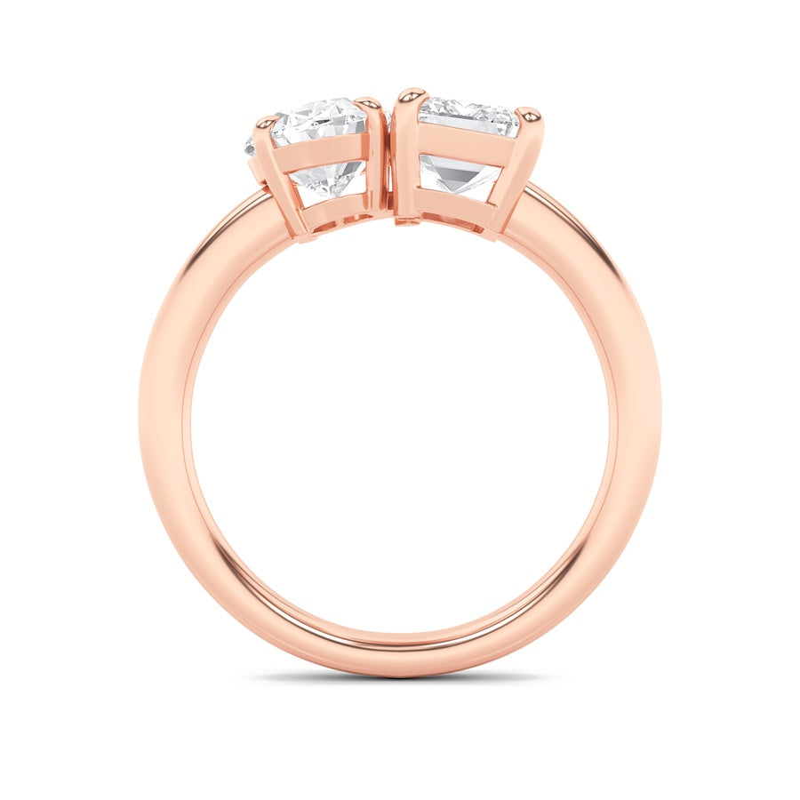 3Cttw Emerald Shaped Lab Grown Diamond (F/VS) Toiet Moi Engagement Ring in 14K Gold