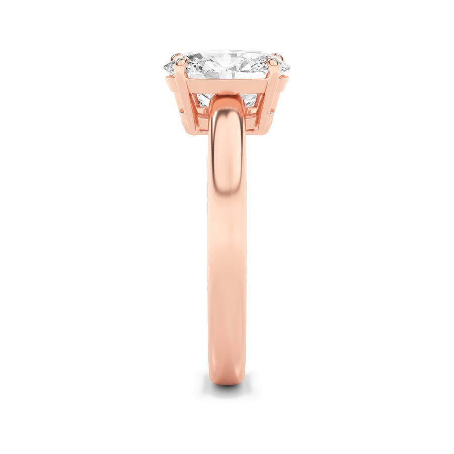 3Cttw Emerald Shaped Lab Grown Diamond (F/VS) Toiet Moi Engagement Ring in 14K Gold