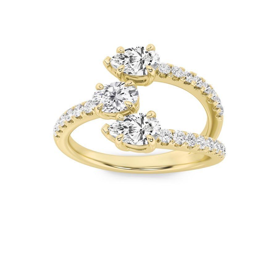 Oval Shape Three Stone Fashion Ring lab grown diamond