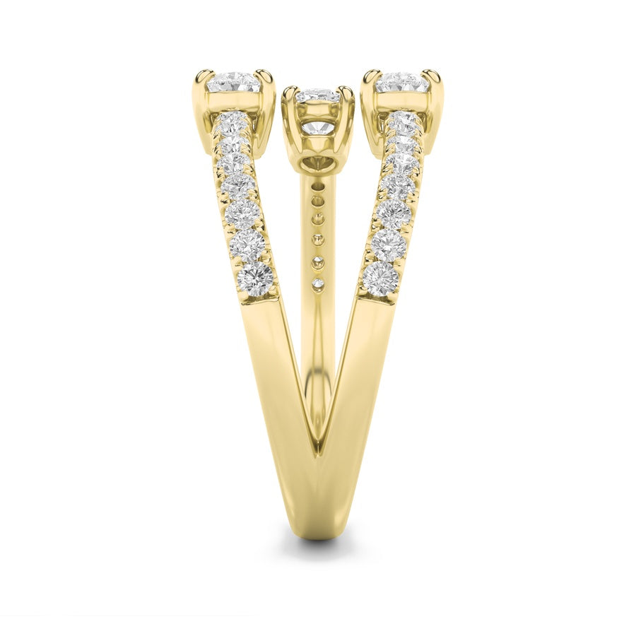 Oval Shape Three Stone Fashion Ring lab grown diamond