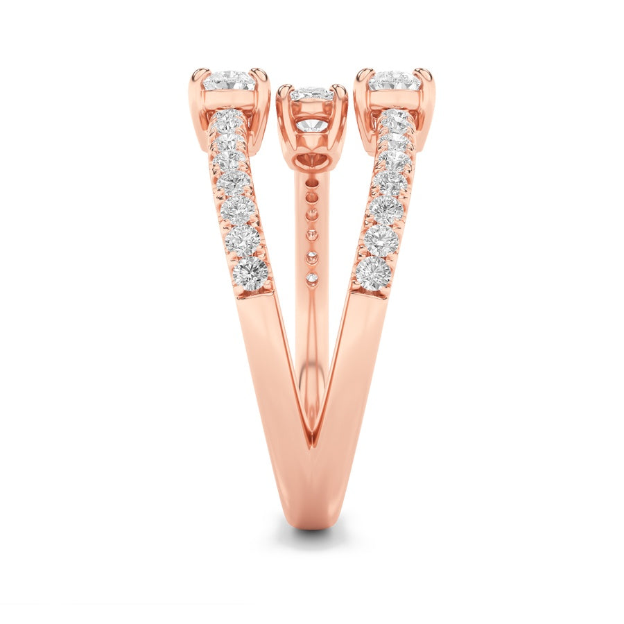Oval Shape Three Stone Fashion Ring lab grown diamond