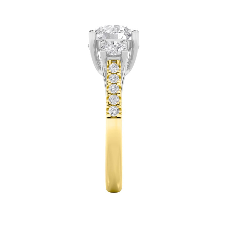 Round Shape Accented Three Stone Ring lab grown diamond