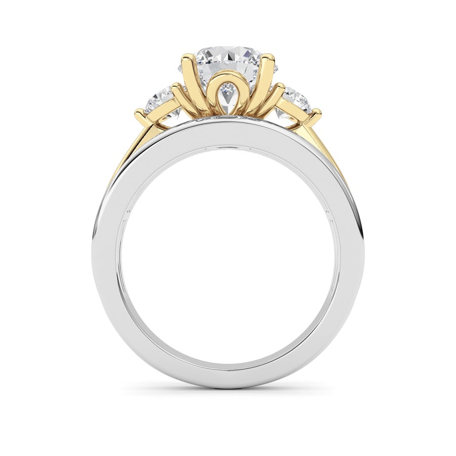 Round Shape Tri Color Solitaire Engagement Ring lab grown diamond