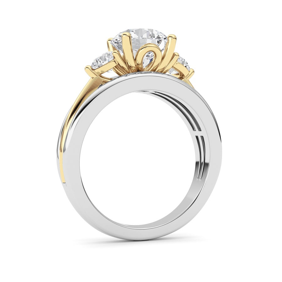 Round Shape Tri Color Solitaire Engagement Ring lab grown diamond
