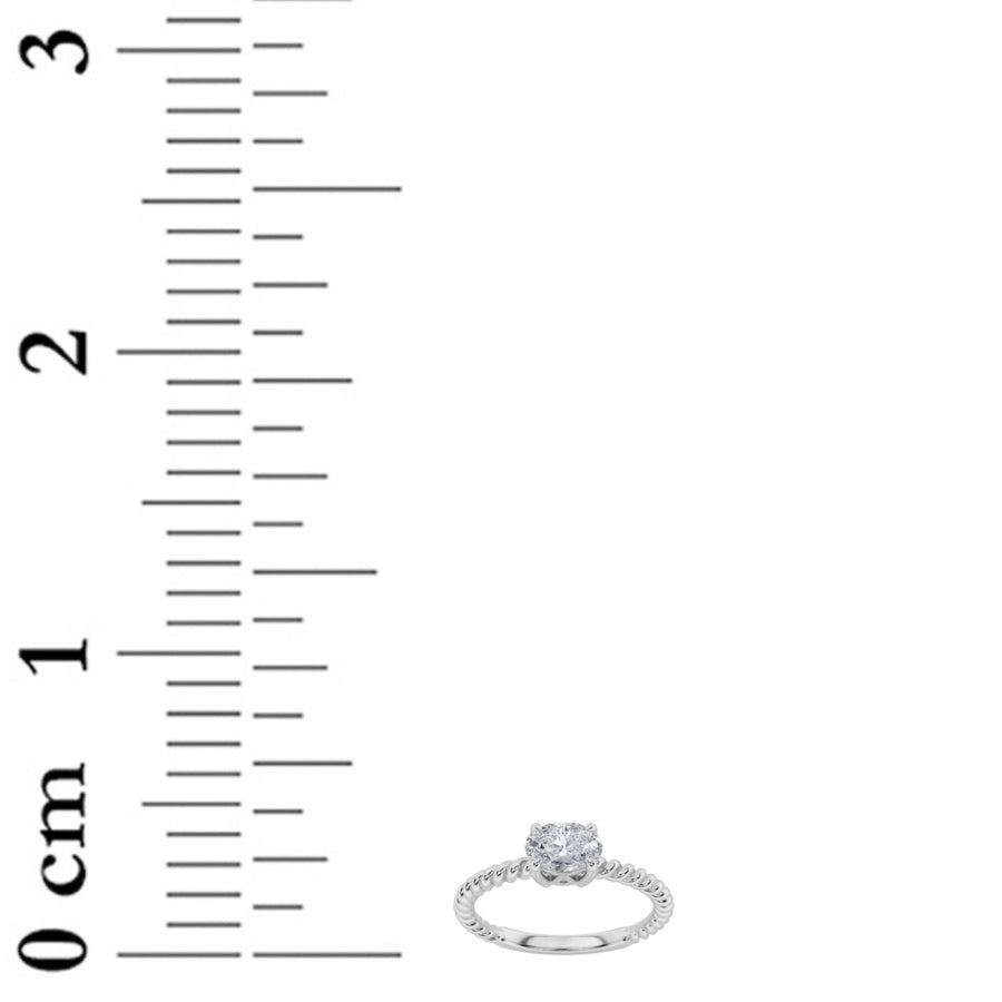 Oval Shape Petite Solitaire Engagement Ring lab grown diamond