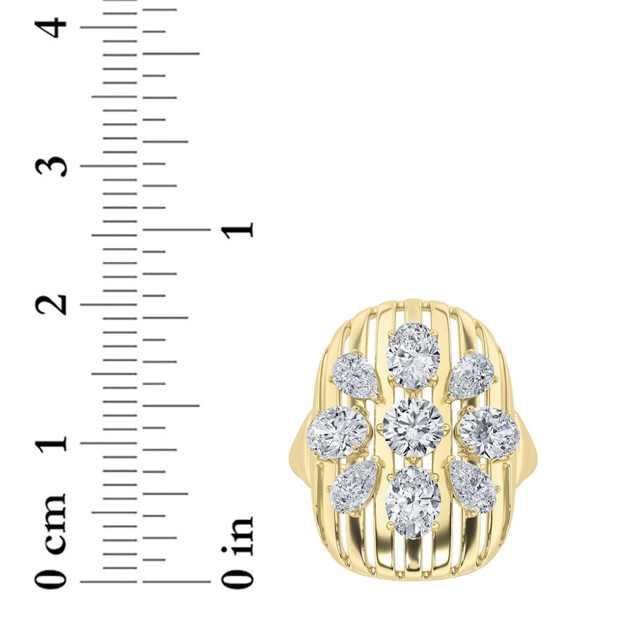 2Cttw Round Shaped Lab Grown Diamond (F/VS) Fashion Ring in 14K Gold