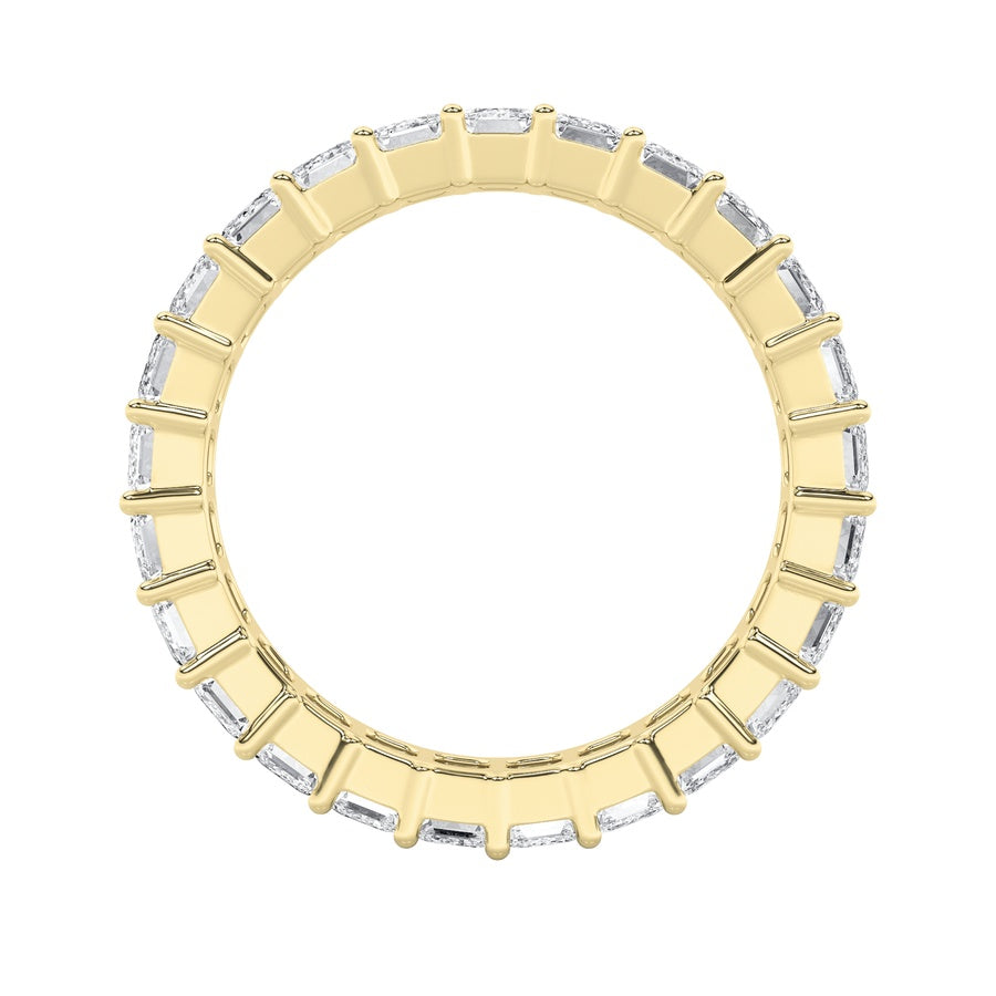 2.9Cttw Emerald Shaped Lab Grown Diamond Split Prong Eternity Ring in 14K Gold (F/VS)